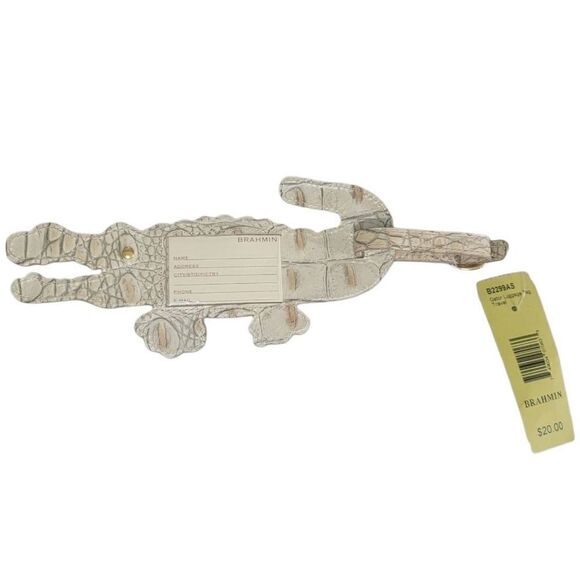 Brahmin Alligator Luggage Tag NWT Designer Mel Luggage Tag Pearl - Picture 1 of 6
